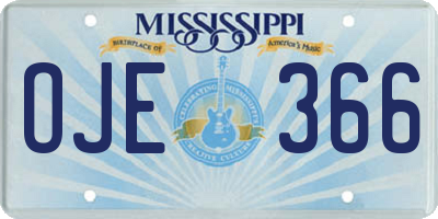 MS license plate OJE366
