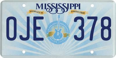 MS license plate OJE378