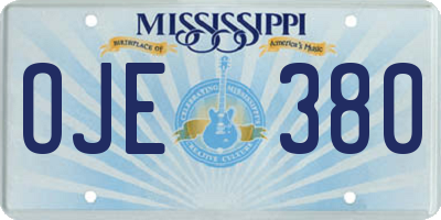 MS license plate OJE380