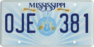 MS license plate OJE381