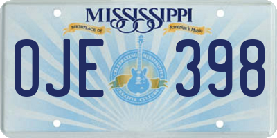 MS license plate OJE398