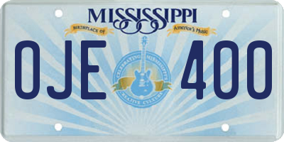 MS license plate OJE400