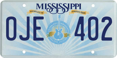 MS license plate OJE402
