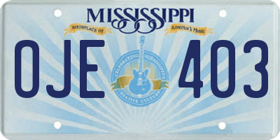 MS license plate OJE403