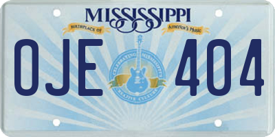 MS license plate OJE404
