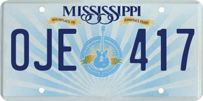 MS license plate OJE417