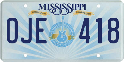 MS license plate OJE418