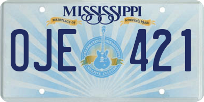 MS license plate OJE421