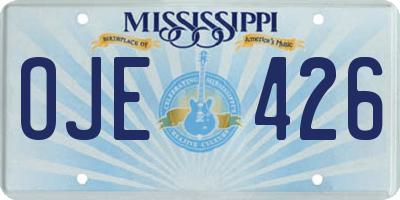 MS license plate OJE426