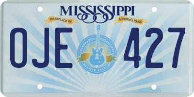 MS license plate OJE427