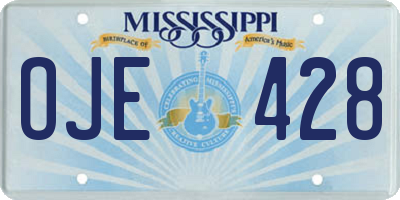 MS license plate OJE428