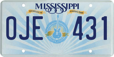 MS license plate OJE431