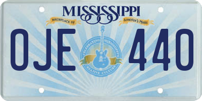 MS license plate OJE440