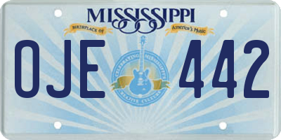 MS license plate OJE442