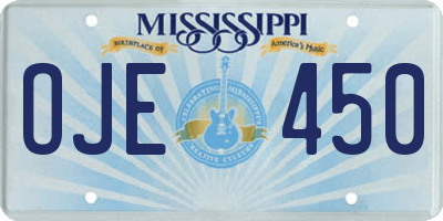 MS license plate OJE450