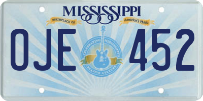 MS license plate OJE452