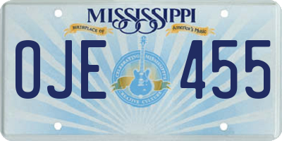 MS license plate OJE455