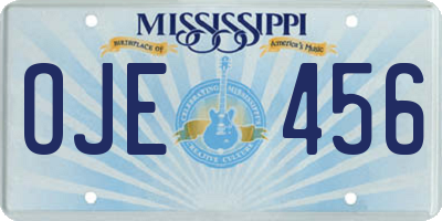 MS license plate OJE456