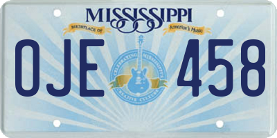 MS license plate OJE458