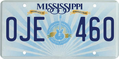 MS license plate OJE460