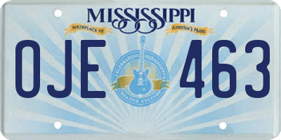 MS license plate OJE463
