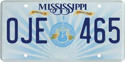 MS license plate OJE465