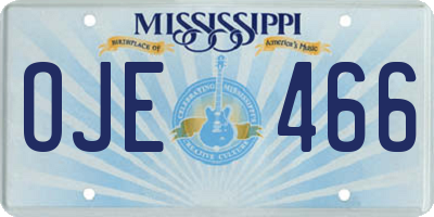 MS license plate OJE466
