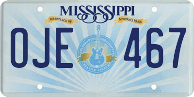MS license plate OJE467