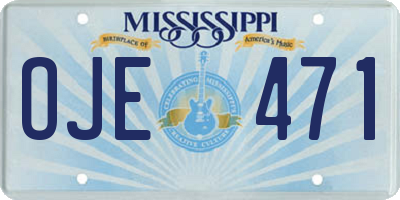 MS license plate OJE471