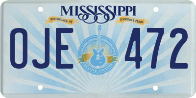MS license plate OJE472