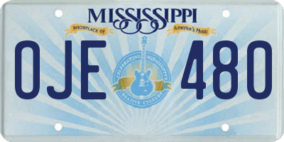 MS license plate OJE480