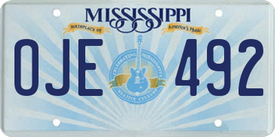 MS license plate OJE492