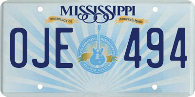 MS license plate OJE494