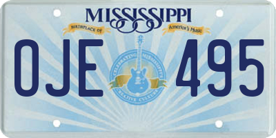 MS license plate OJE495