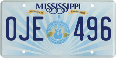 MS license plate OJE496