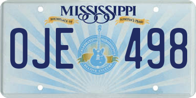 MS license plate OJE498