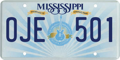 MS license plate OJE501