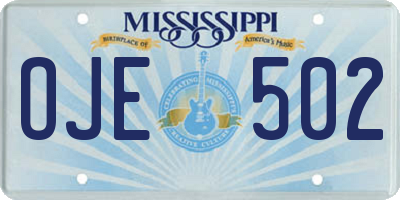 MS license plate OJE502
