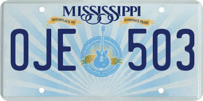 MS license plate OJE503