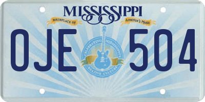 MS license plate OJE504