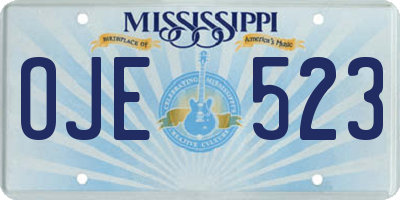 MS license plate OJE523