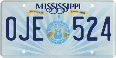 MS license plate OJE524