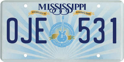 MS license plate OJE531