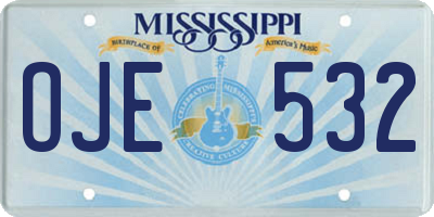 MS license plate OJE532