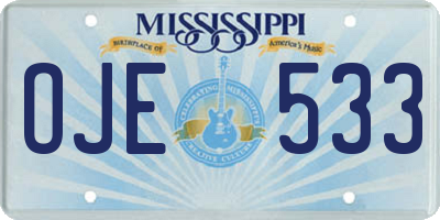 MS license plate OJE533