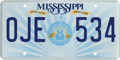 MS license plate OJE534