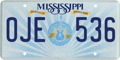 MS license plate OJE536