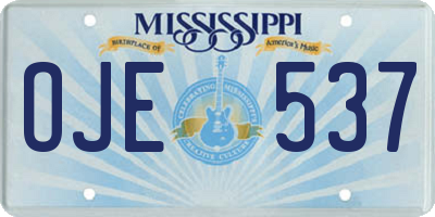 MS license plate OJE537
