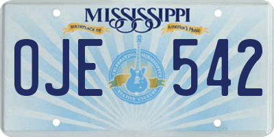 MS license plate OJE542
