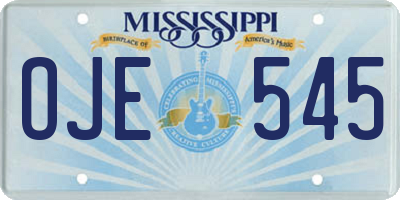 MS license plate OJE545